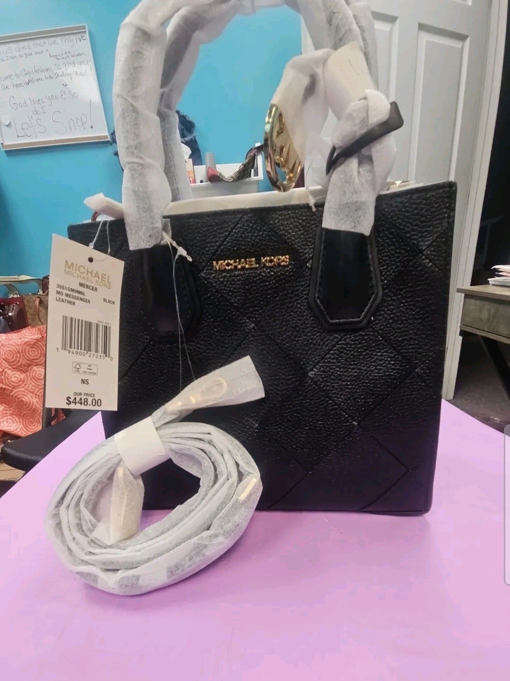 Michael Kors Black Quilted Leather Satchel with Gold Hardware